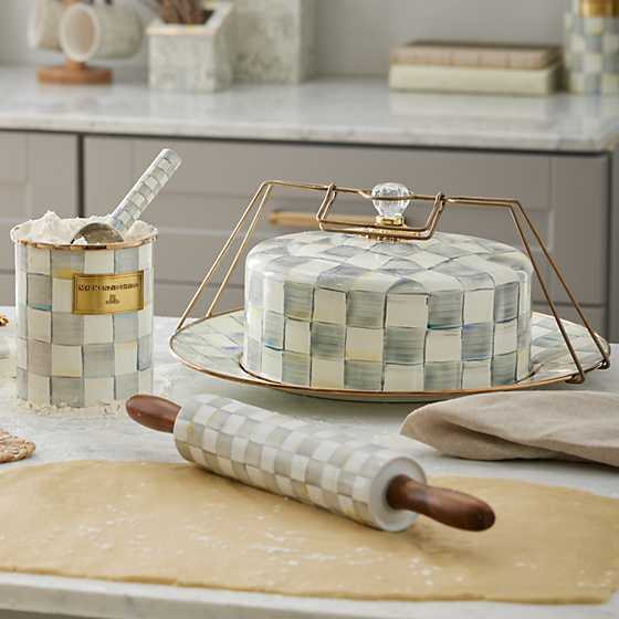 Sterling Check Enamel Cake Carrier image two