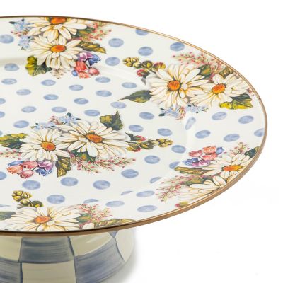 Wildflowers Enamel Large Pedestal Platter - Blue image four