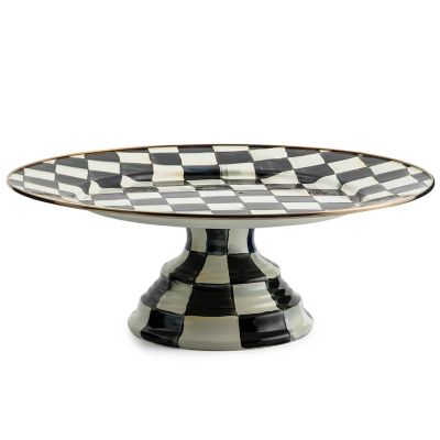 Courtly Check Enamel Pedestal Platter - Large
