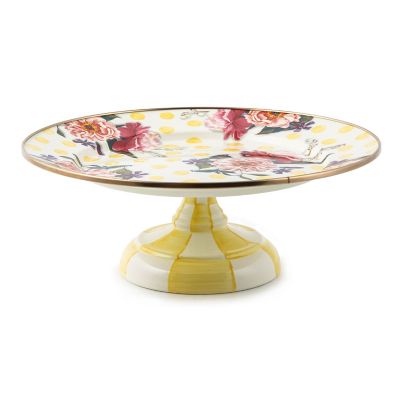 MacKenzie-Childs  Wildflowers Yellow Small Pedestal Platter