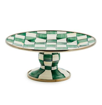 Emerald Check Mini Pedestal Platter mackenzie-childs Panama 0
