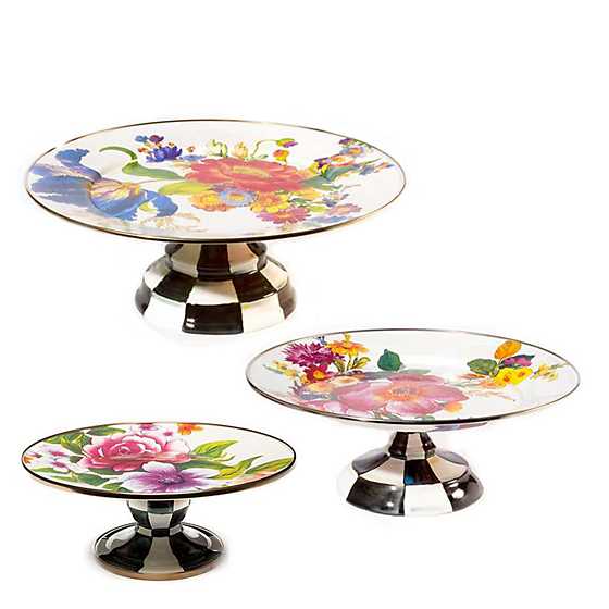 Flower Market White Pedestal Platters - Set of 3 image two