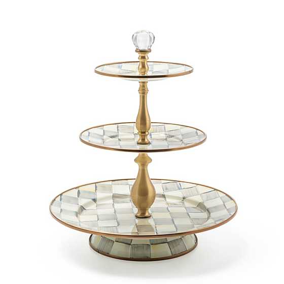 Sterling Check Enamel Three Tier Sweet Stand image two