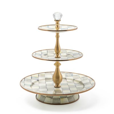 Sterling Check Three Tier Sweet Stand