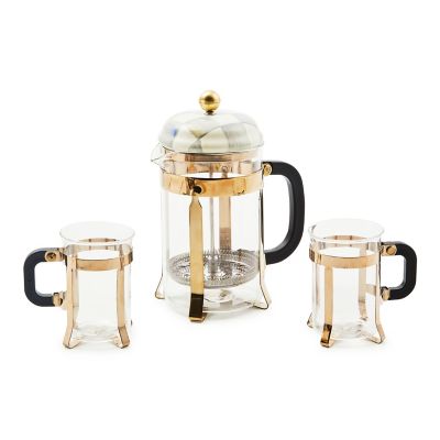 Sterling Check French Press & 2 Piece Glass Set mackenzie-childs Panama 0