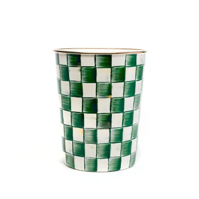 Emerald Check Waste Bin mackenzie-childs Panama 0