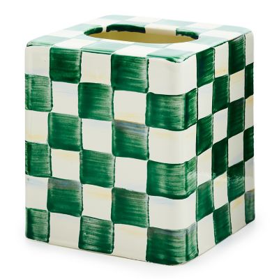 Emerald Check Boutique Tissue Box Cover mackenzie-childs Panama 0