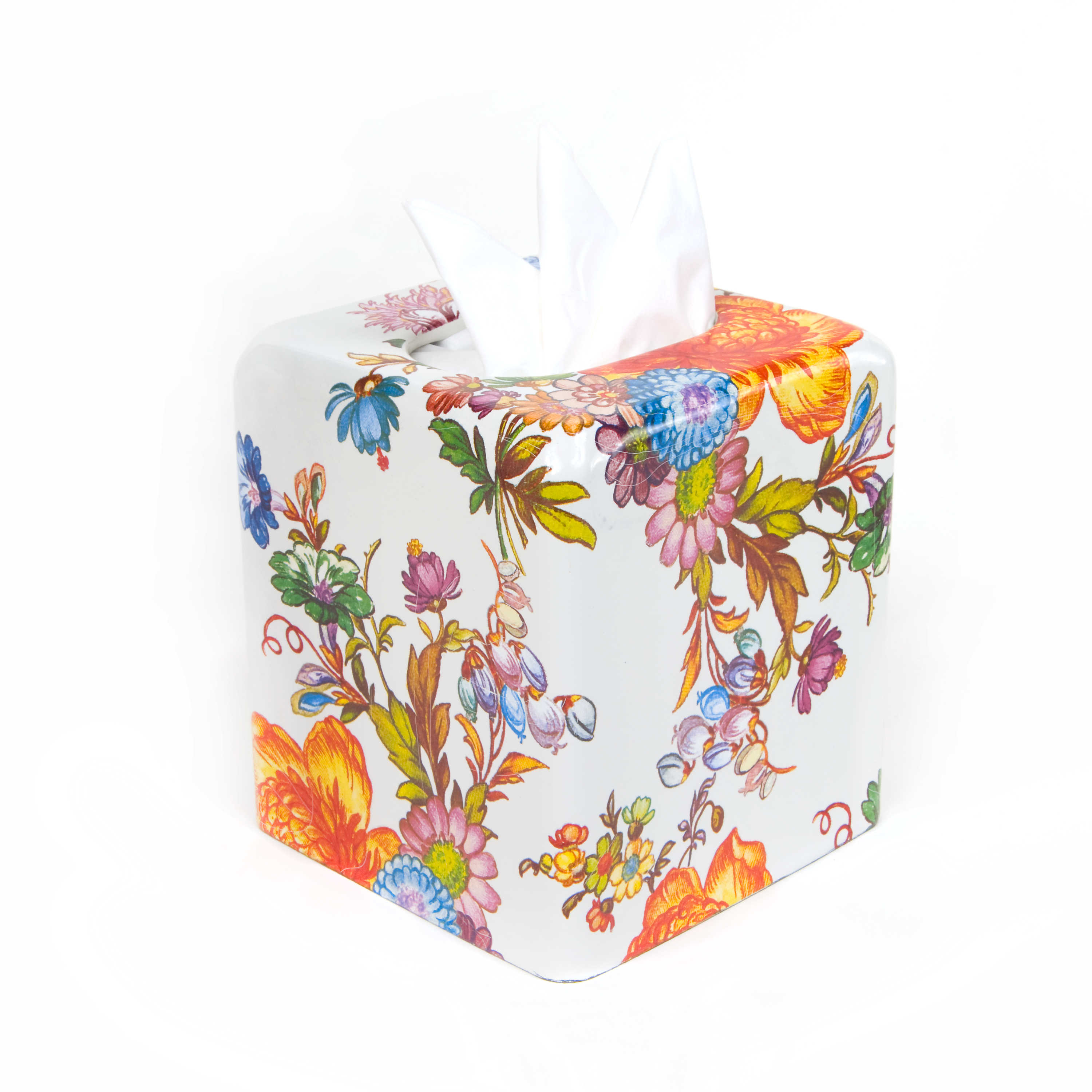 White Flower Market Boutique Tissue Box Cover mackenzie-childs Panama 0