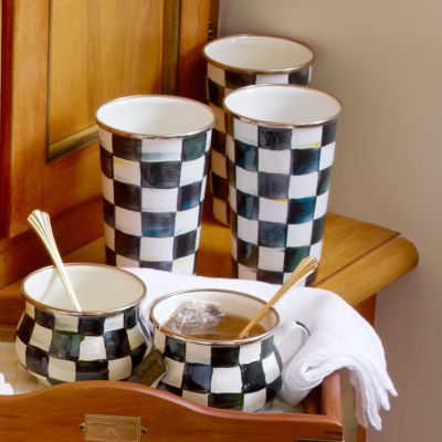 Cream Checkered Tumbler 20oz Tumbler Gifts 