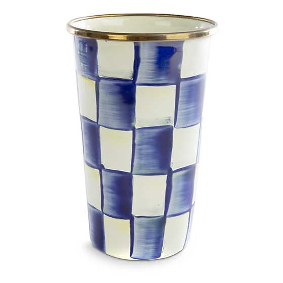 MacKenzie-Childs Royal Check Travel Cup with Double-Wall Porcelain Underbody 