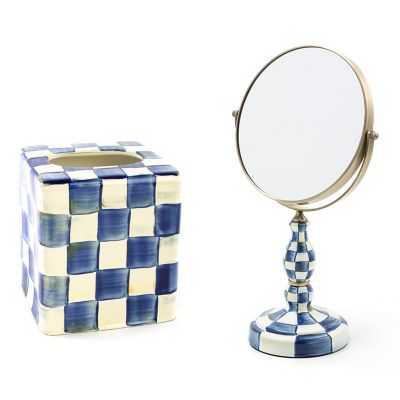 Royal Check Vanity Mirror & Tissue Box Cover Set mackenzie-childs Panama 0