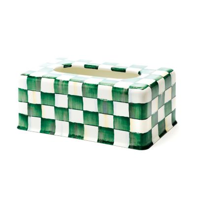 Emerald Check Standard Tissue Box Cover mackenzie-childs Panama 0