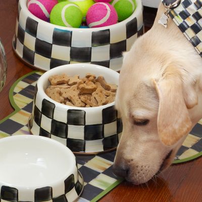 Blue Floral Handpainted Stainless Steel Enamel Pet Food Bowl Extra