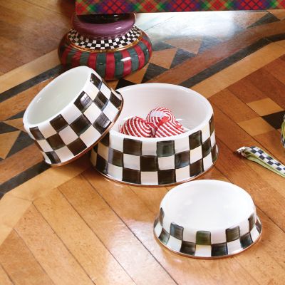 Personalized Plaid Large Dog Bowls