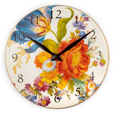 White Flower Market Wall Clock mackenzie-childs Panama 0