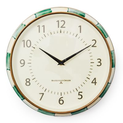Emerald Check School Wall Clock mackenzie-childs Panama 0