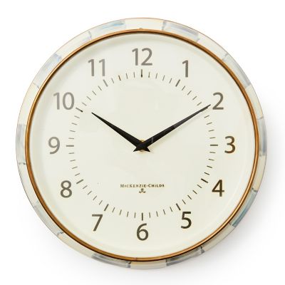 Sterling Check School Wall Clock mackenzie-childs Panama 0