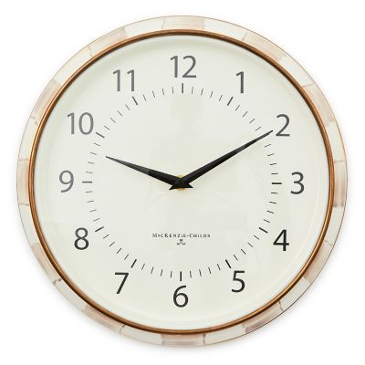 Mocha Check School Wall Clock mackenzie-childs Panama 0