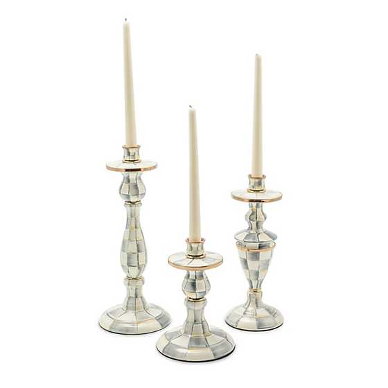 Sterling Check Enamel Candlestick - Small image four