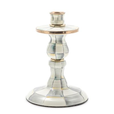 Sterling Check Small Enamel Candlestick