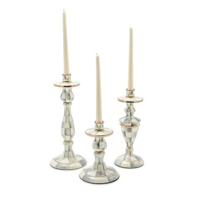 White Enamel Chamberstick Candle-Holder