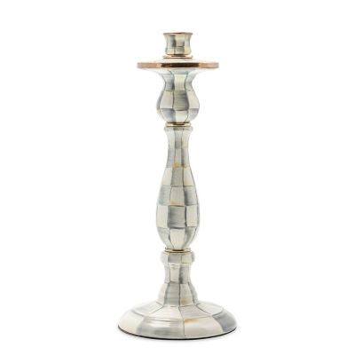 MacKenzie-Childs  Sterling Check Large Enamel Candlestick