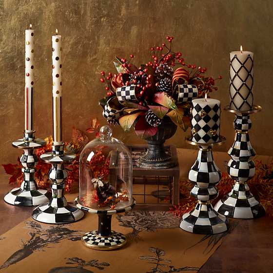 MacKenzie-Childs Courtly Check Pillar Candle ~ 3" ~ Black & Ivory NEW #33907-18 