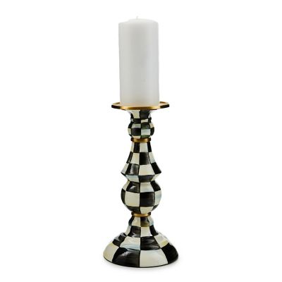 Courtly Check Enamel Pillar Candlestick - Large image ten