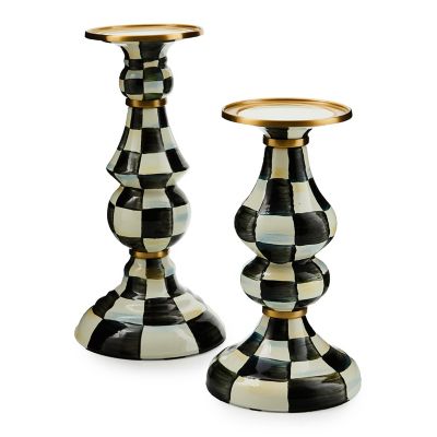 Courtly Check Enamel Pillar Candlestick - Large image eleven