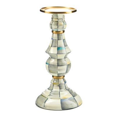 Sterling Check Large Pillar Candlestick