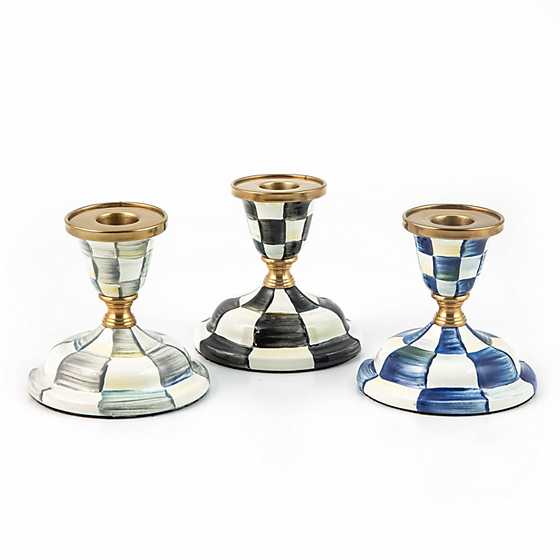 Courtly Check Enamel Candlestick - Short image four