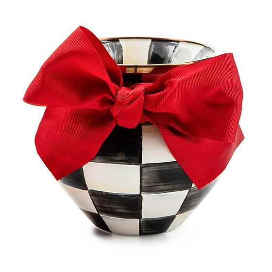 Courtly Check Enamel Vase - Red Bow