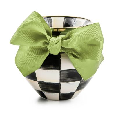 Courtly Check Enamel Vase - Green Bow mackenzie-childs Panama 0