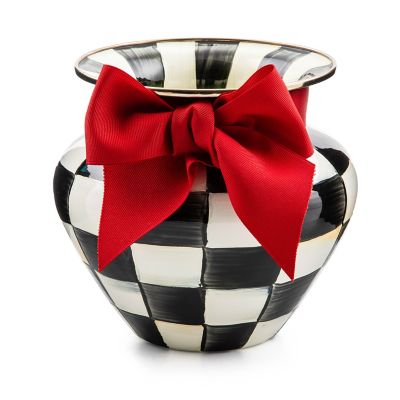 Courtly Check Enamel Large Vase - Red Bow mackenzie-childs Panama 0