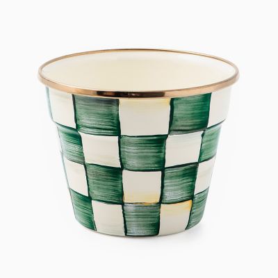 Emerald Check Small Garden Pot mackenzie-childs Panama 0