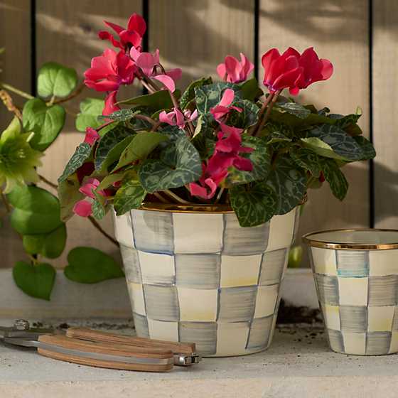 Sterling Check Enamel Garden Pot - Small image two