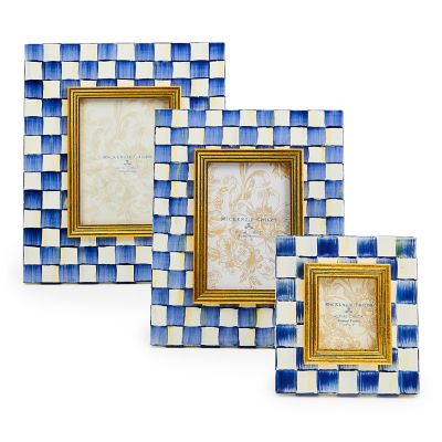 MacKenzie-Childs  Sterling Check Enamel 4 x 6 Frames - Set of 2