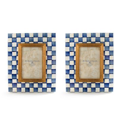 MacKenzie-Childs  Sterling Check Enamel 4 x 6 Frames - Set of 2