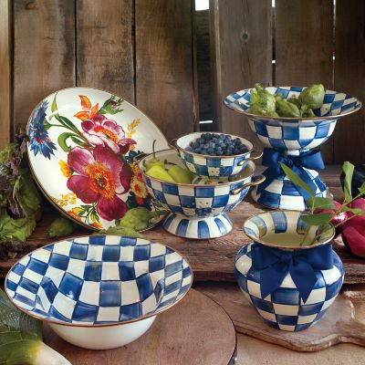 MacKenzie-Childs  White Flower Market Mixing Bowls, Set of 3