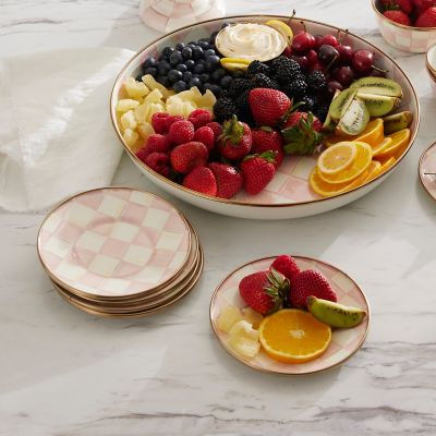 MacKenzie Childs Rosy Check Appetizer Plates Set of 4