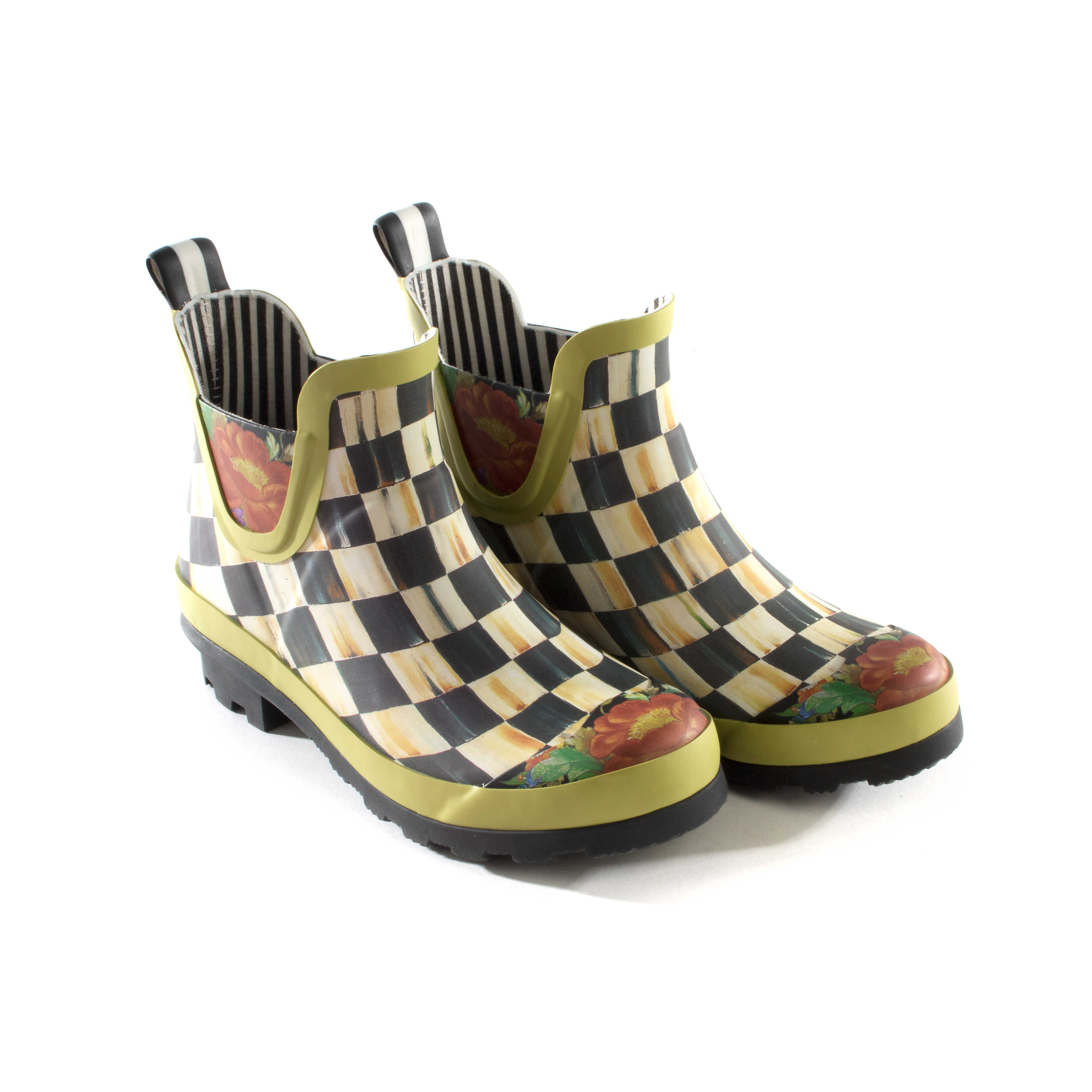 Courtly Check Rain Boots - Short - Size 5 mackenzie-childs Panama 0