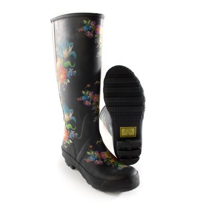 Flowered hot sale rain boots