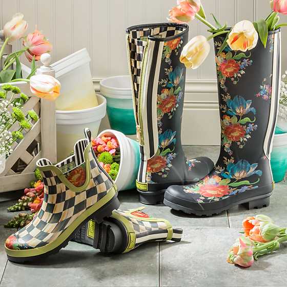 Decorative Colorful Rainboots Flower Vase with Rubber Look Finish 