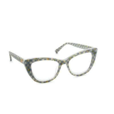 Sterling Check x1.5 Cat Eye Readers mackenzie-childs Panama 0