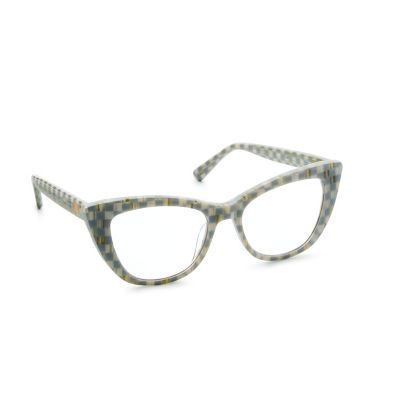 Sterling Check x2.0 Cat Eye Readers mackenzie-childs Panama 0