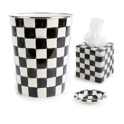 MacKenzie-Childs  Black & White Tartan Boutique Tissue Box Cover