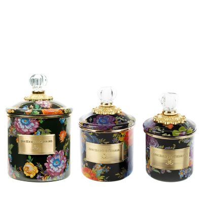 Black Flower Market Little Canisters, Set of 3 mackenzie-childs Panama 0