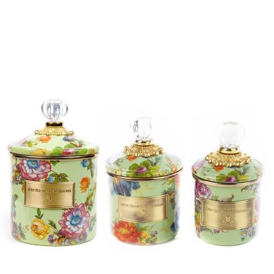 MacKenzie-Childs  Flower Market Medium Canister - Green