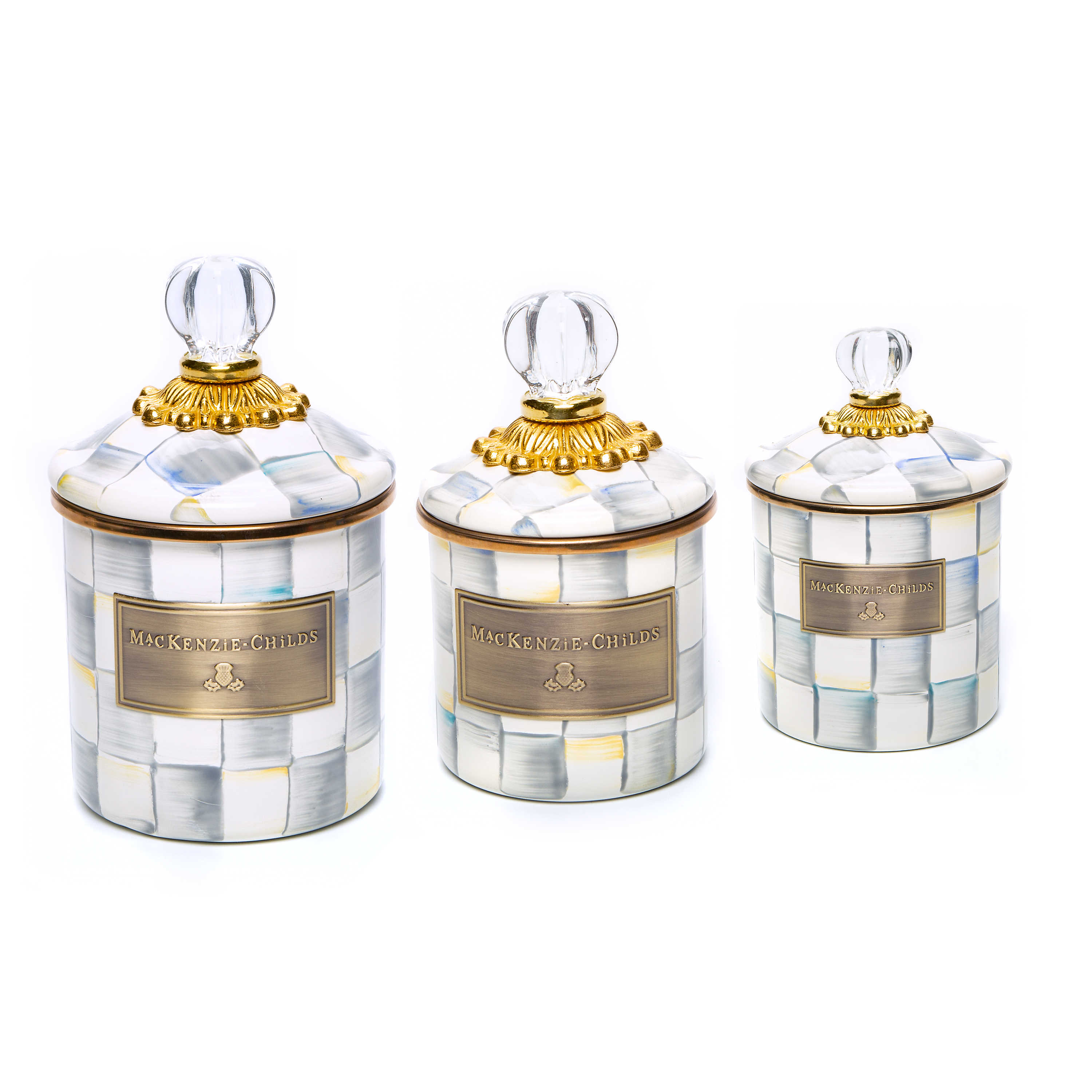 Sterling Check Little Canisters, Set of 3 mackenzie-childs Panama 0