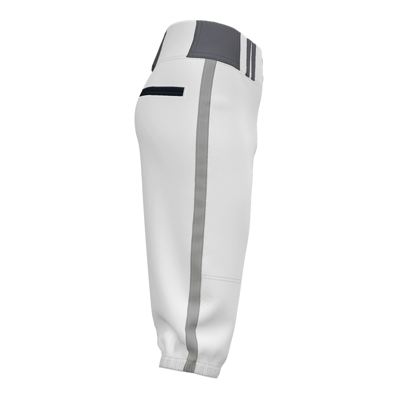 Adult Short Pant (Knickers) White Team Baseball Pants - Action